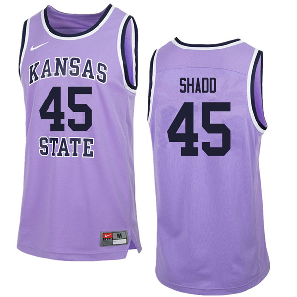 Men #45 Nigel Shadd Kansas State Wildcats College Retro Basketball Jerseys Sale-Purple